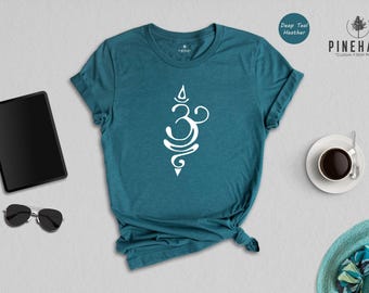 Om Yoga Shirt Breath Print Tee - Mindfulness Meditation Apparel - Soft Cotton Blend, Eco Friendly, Gift For Yogis