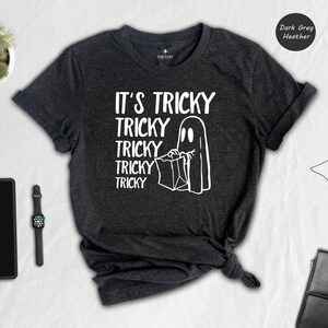 Its Tricky Ghost Tee: Playful Halloween Humor - Cotton Blend, Eco-Friendly Ink, Unisex Casual Shirt