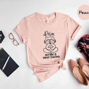 Meditation Shirt Relaxed Raccoon Tee: Soft Ringspun Cotton, Eco Friendly, Comfortable Fit | Yoga Lover Gift, Mindfulness Apparel image 6
