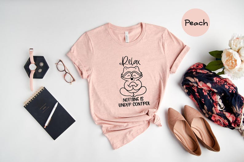 Meditation Shirt Relaxed Raccoon Tee: Soft Ringspun Cotton, Eco Friendly, Comfortable Fit | Yoga Lover Gift, Mindfulness Apparel image 6