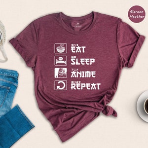 Eat Sleep Anime Repeat Shirt, Anime Shirt, Gift for Anime Lover, Gift for Anime Fan, Anime Otaku Shirt, Anime Sweatshirt, Cool Anime Shirt image 6