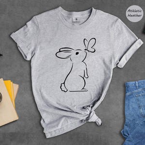 Rabbit Lover Shirt Cute Bunny Tee: Butterfly Accent Design, Soft Preshrunk Cotton | Comfortable Fit, Multiple Sizes image 2
