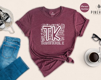 Kindergarten Shirt Transitional K Tee, First Day of School (Kids Sizes, Soft Ringspun Cotton, Eco Friendly Recycled Fabric)