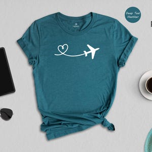 Airplane Heart Shirt Travel Lover Tee, Soft Preshrunk Cotton (Unisex S-XXL, Eco Friendly, Comfortable Fit) image 4
