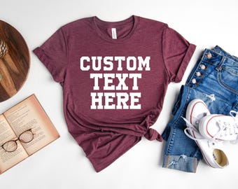 Personalized Shirt Custom Text Tee: Unisex & Baby Sizes, Eco Friendly Ringspun Cotton | Digital Ink, Heat Transfer | Family Gift