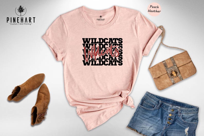 Wildcats Shirt, Retro Stacked Mascot Tee, School Spirit T-Shirt, Game Day Shirt for Fans, Wildcats Team Gift image 6