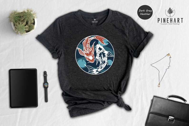 Yin Yang Koi Fish Shirt, Japanese Art T-Shirt, Balance Harmony Tee, Asian Culture Gift, Zen Nature Lover Shirt image 4