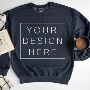 Custom Text Sweatshirt, Personalized Cozy Crewneck Gift, Soft Heather Unisex Pullover for Him Her image 1