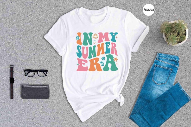 In My Summer Era Shirt, Retro Wavy Summer Vacation Tee, Trendy Groovy Beach Top, Gift for Her zdjęcie 4