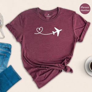 Airplane Heart Shirt Travel Lover Tee, Soft Preshrunk Cotton (Unisex S-XXL, Eco Friendly, Comfortable Fit) image 5