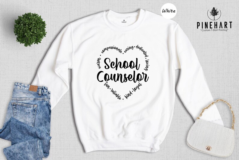 Heart Graphic Tee School Counselor Shirt: Sustainable Casual Wear, Soft Cotton (Sizes S-XXL, Eco Friendly) image 8
