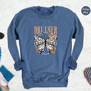 Retro Boho Dreamer Vintage Butterfly Tee: Eco Cotton Blend, Comfort Fit | Digital Ink Print, Casual Everyday Wear image 8