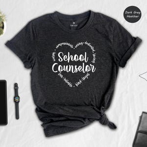 Heart Graphic Tee School Counselor Shirt: Sustainable Casual Wear, Soft Cotton (Sizes S-XXL, Eco Friendly) image 3