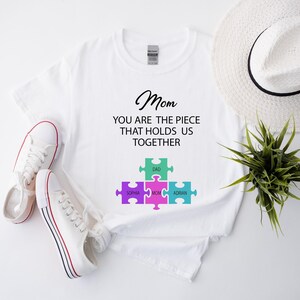 Mothers Day Puzzle Shirt Family Unity Tee, Heart Puzzle Graphic (Custom Text Options, Soft Cotton Blend, XS-XXL)