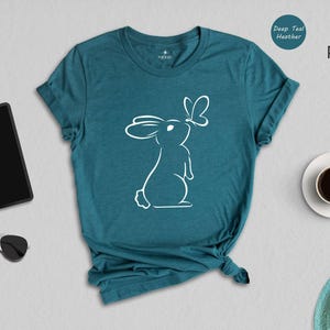 Rabbit Lover Shirt Cute Bunny Tee: Butterfly Accent Design, Soft Preshrunk Cotton | Comfortable Fit, Multiple Sizes image 5