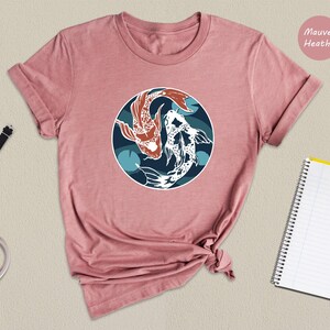 Yin Yang Koi Fish Shirt, Japanese Art T-Shirt, Balance Harmony Tee, Asian Culture Gift, Zen Nature Lover Shirt image 7