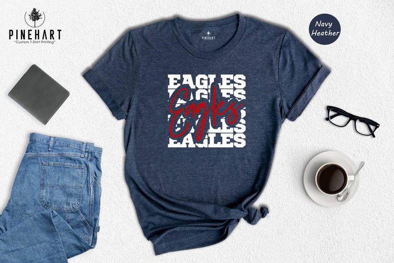 Eagles Mascot Shirt Casual Tee, Soft Cotton Blend, Eco-Friendly Print (Preshrunk Cotton, Sizes S-XXL) image 6