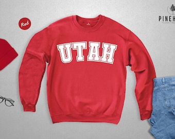 Sudadera vintage Utah de cuello redondo estilo retro, cómoda y acogedora, de suave mezcla de algodón (tejido cálido y duradero, disponible en varias tallas).