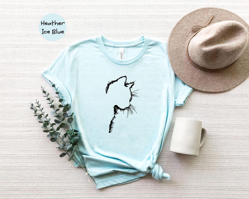 Cat Silhouette Shirt Funny Cat Lover Tee, Black Design (Unisex S-XXL, Eco Cotton, Digital Ink Print) Bild 2