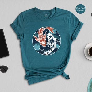 Yin Yang Koi Fish Shirt, Japanese Art T-Shirt, Balance Harmony Tee, Asian Culture Gift, Zen Nature Lover Shirt image 5