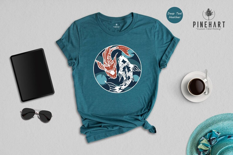 Yin Yang Koi Fish Shirt, Japanese Art T-Shirt, Balance Harmony Tee, Asian Culture Gift, Zen Nature Lover Shirt image 5
