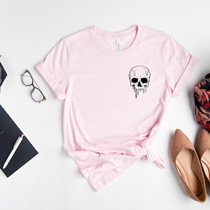 Unisex Halloween Tee Spooky Skeleton Top, Melting Skull Graphic (S-XXL, Eco Cotton Blend, Digital Ink Print) 画像 1
