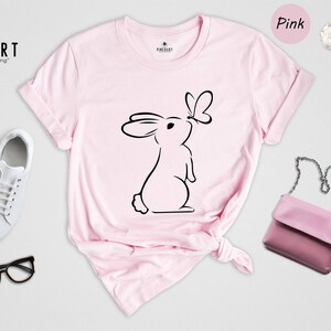 Rabbit Lover Shirt Cute Bunny Tee: Butterfly Accent Design, Soft Preshrunk Cotton | Comfortable Fit, Multiple Sizes image 1