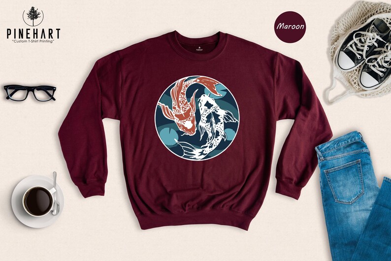 Yin Yang Koi Fish Shirt, Japanese Art T-Shirt, Balance Harmony Tee, Asian Culture Gift, Zen Nature Lover Shirt image 8