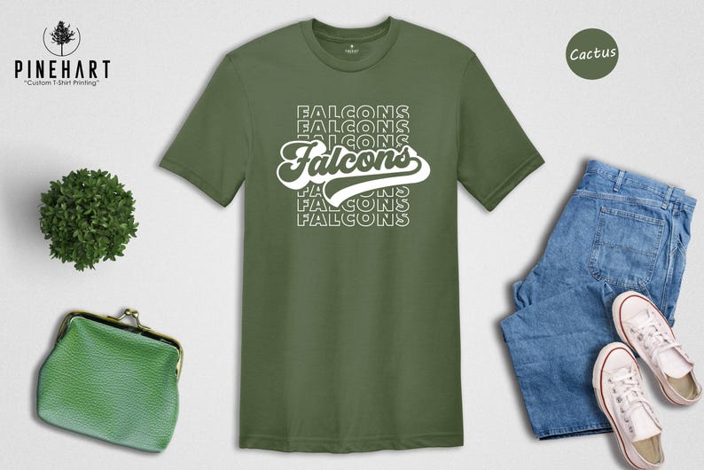 Retro Falcons Shirt, Game Day Mascot Tee, Team Spirit Apparel, Sports Mom Gift, Stacked Text Tshirt, School Pride Top image 4