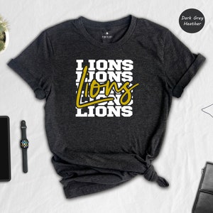Lions Team Mascot T-Shirt, Lions Team Shirt, Lions Football Tee, Lions Top, Lions School Team Gift, Lions School Spirit, Lions School Mascot