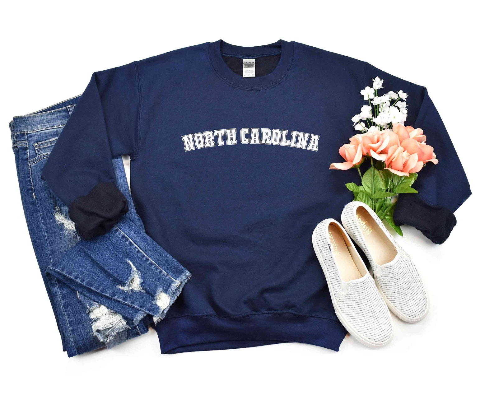 Vintage North Carolina State Sweatshirt, North Carolina State Map ...