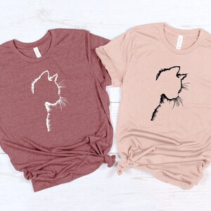 Cat Silhouette Shirt Funny Cat Lover Tee, Black Design (Unisex S-XXL, Eco Cotton, Digital Ink Print) Bild 8