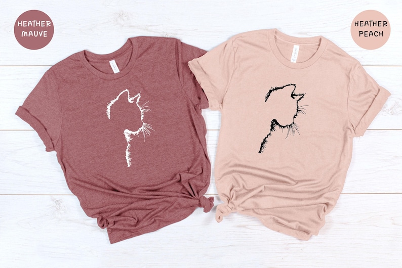 Cat Silhouette Shirt Funny Cat Lover Tee, Black Design (Unisex S-XXL, Eco Cotton, Digital Ink Print) Bild 8