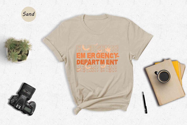 Er Nurse Shirt - Spooky Ghost Design Halloween Tee - Durable Print, Soft Breathable Fabric, Unisex Medical Gift image 2