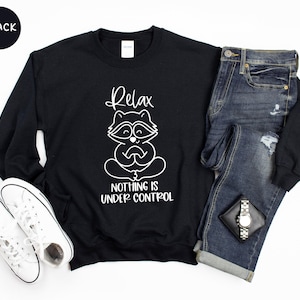 Meditation Shirt Relaxed Raccoon Tee: Soft Ringspun Cotton, Eco Friendly, Comfortable Fit | Yoga Lover Gift, Mindfulness Apparel image 7