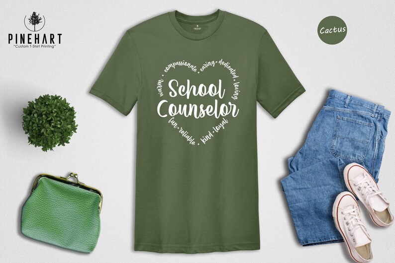 Heart Graphic Tee School Counselor Shirt: Sustainable Casual Wear, Soft Cotton (Sizes S-XXL, Eco Friendly) image 5