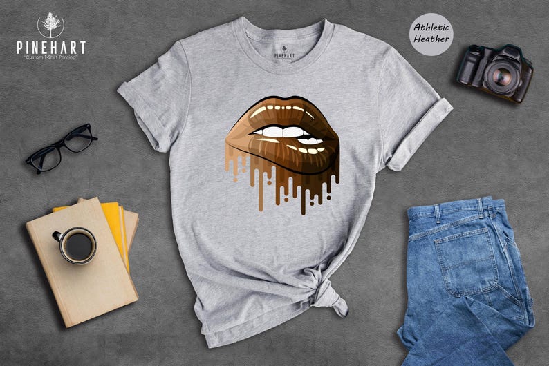 Black Queen Melanin Shirt: Heritage Pride Apparel, Dripping Lips Graphic (Soft Cotton Blend, Unisex Sizes, Empowerment) image 6