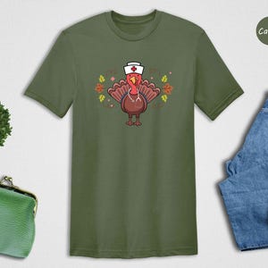 Nurse Turkey Tee: Playful Thanksgiving Design - Soft Cotton, Heather Blend, Cozy Fall Wardrobe image 6