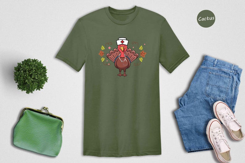Nurse Turkey Tee: Playful Thanksgiving Design - Soft Cotton, Heather Blend, Cozy Fall Wardrobe image 6