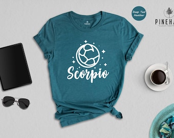 Scorpio Zodiac Shirt, Celestial Moon Star Astrology Tee, Birthday Gift for Scorpio Women Men, Star Sign Graphic T-Shirt