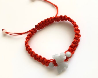 Lucky Jade Horse Bracelet: Red Woven Fengshui Zodiac Jewelry