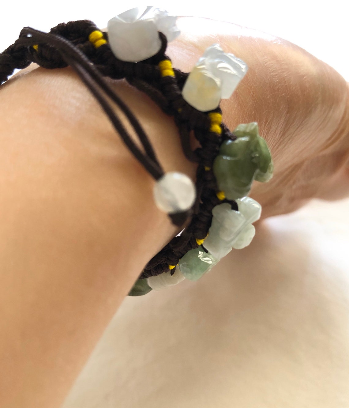 Handmade Natural FENGSHUI Zodiac Jade Bracelet With Adjustable Etsy