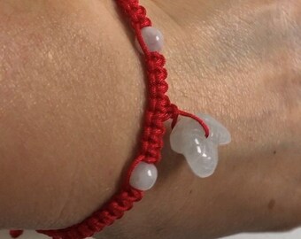 Cute Dangling Jade Snake Bracelet With Adjustable Red Woven String, Jade Animal  Zodiac With FENGSHUI Luck