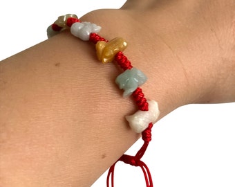 Genuine Jade Bracelet Chinese Animals Jade Zodiacs With An Adjustable Red String Handmade