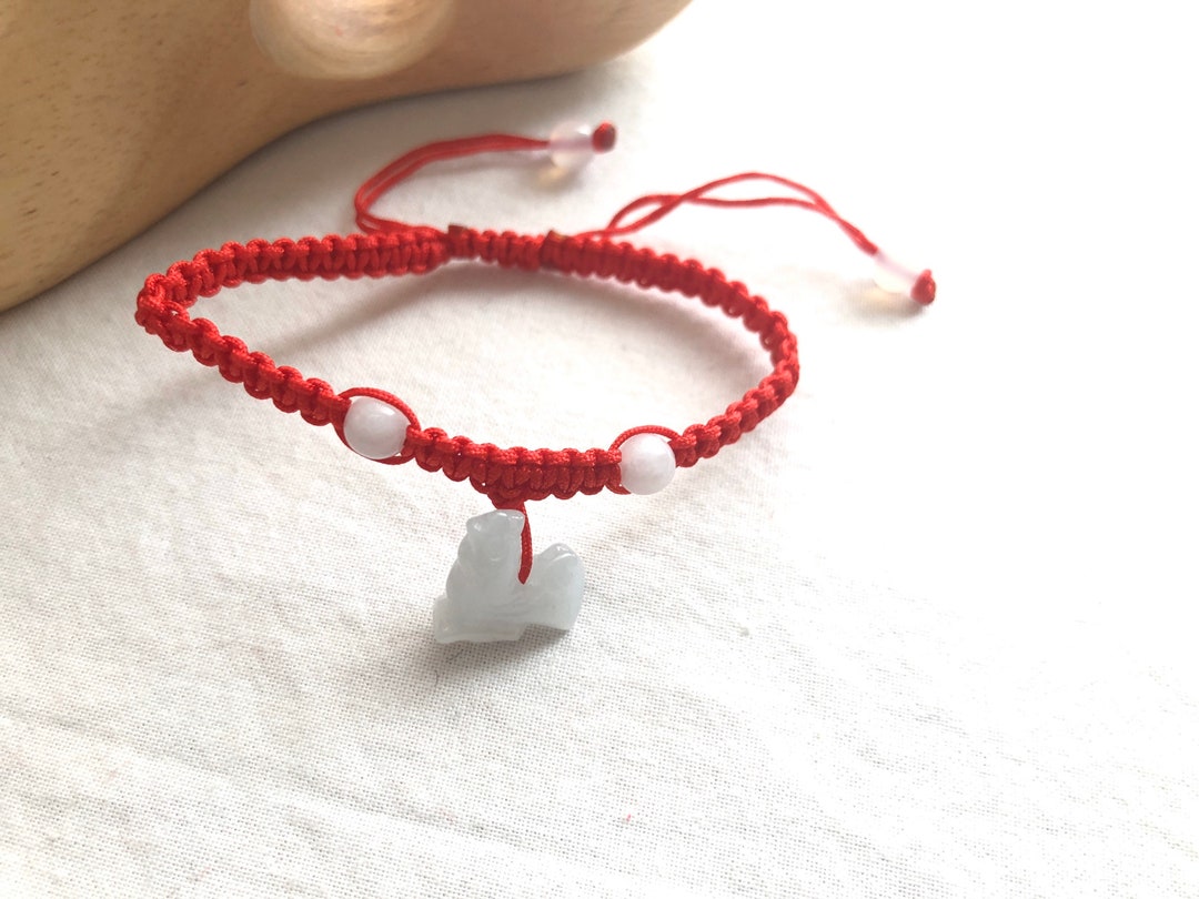 Rooster String Jade Rooster Bracelet: Red Woven String, Adjustable Feng Shui Zodiac - Etsy