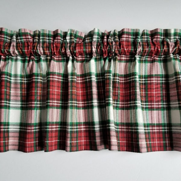 Plaid valance red plaid valance holiday window curtain home decor,livingroom,kitchen,bathroom