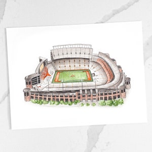 University of Texas DKR Stadium Watercolor Print - Longhorn Sports Fan, Graduation, Alumni, Football, Dad, Brother, Uncle Gift Idea