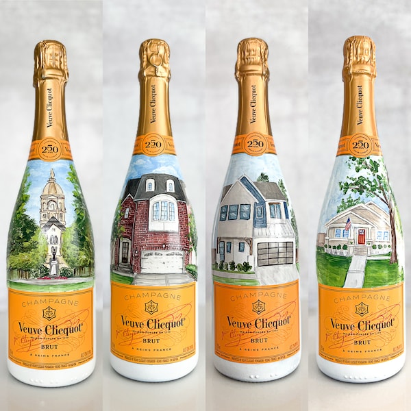 Custom Painted Champagne Bottle - House or Venue