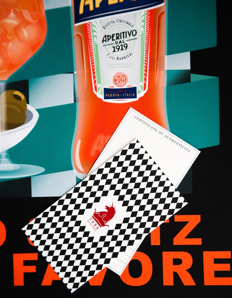 Uno Spritz Per Favore Limited Edition Art Print Aperol Poster Bar Cart Decor Cocktail Poster Fine Art Print image 7