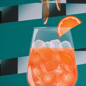 Uno Spritz Per Favore Limited Edition Art Print Aperol Poster Bar Cart Decor Cocktail Poster Fine Art Print image 5